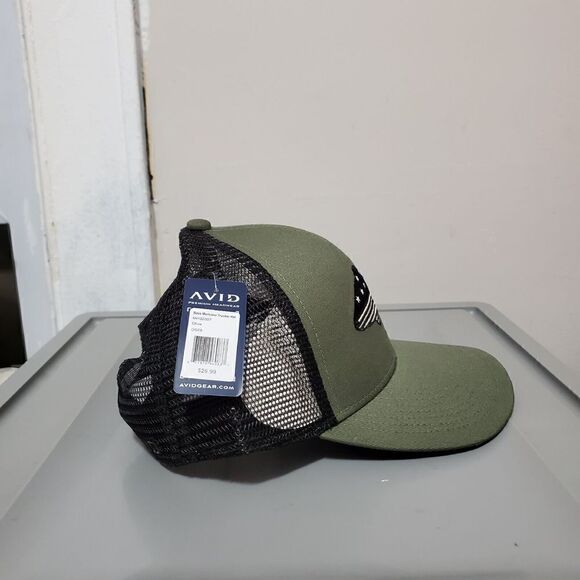 Avid Bass Mericana Trucker Hat / Cap Adjustable Snapback MH32007 Olive/Black - Picture 4 of 9